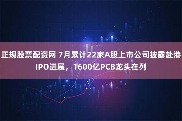正规股票配资网 7月累计22家A股上市公司披露赴港IPO进展，1600亿PCB龙头在列